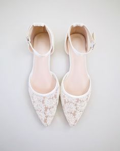 Ivory Crochet Lace Pointy Toe Flats with Ankle Strap Bridal Flats, Perfect Wedding Shoes, Pointy Toe Flats, Bride Shoes, Dusty Pink, Crochet Lace, On Shoes, Wedding Shoes, Shoe Collection