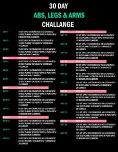 the 30 day abs, legs and arms challenge poster