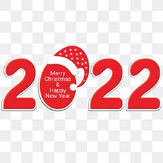 merry christmas and happy new year 2012 with santa claus hat on the number 22, transparent background