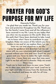 prayer for god's purpose for my life