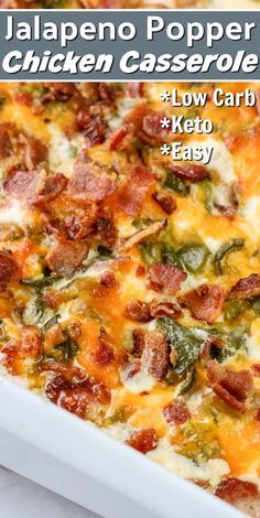 If you enjoy eating jalapeño poppers then you’ll want to make this keto jalapeño popper casseroleIn this casseroleyou’ll find all the classic jalapeño popper ingredientsThere are layers of chickencream cheesecheddar cheeseand even bacon