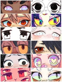 the different eyes and eyebrows of an anime character