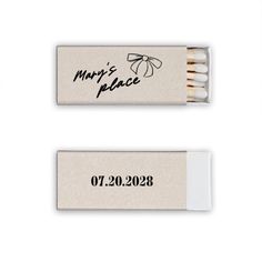 two matches are next to each other with the words mary's place written on them