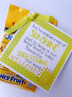 some candy bars are stacked on top of each other with the words sunshine printed on them