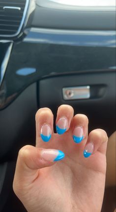 Basic Nails For School, Guts Nails, Back To School Nails For Teens, Back To School Nails Short, First Day Of School Nails, Blue French Nails, Mail Inspo, Teen Nails, Nail Appointment