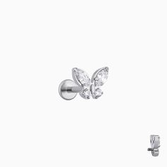 Shiny Titanium Butterfly Stud - OhmoJewelry Hypoallergenic White Gold Butterfly Jewelry, Silver Butterfly Stainless Steel Jewelry, Industrial Piercing, Fall Essentials, Belly Rings, Chain Earrings, Ring Necklace, Body Jewelry, Ear Piercings