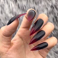 Shown images: Black Red Halloween ombré glossy finished nails, Long Stiletto Shape  -Available in any shape, color, size or length. Please attach a note if you do not see the color that you desire -Each set contains 10 false nails (see attached size chart image and put your sizes in the notes section for each nail: Thumb, Index, Middle, Ring, Pinkie)  If you are unsure you can order a full set of 20 nails - 2 of each size.  -Each order includes;  a file, a storage box, a nail buffer, an alcohol Coffin Nails Ombre, Halloween Press On Nails, Stiletto Nail Art, Red Ombre, Nailed It, Blood Red, Nail Arts