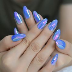 Mermaid Chrome Nails, Chrome Almond, Periwinkle Nails, Bubble Wreath, Blue Chrome Nails, Trendy Manicure, Pink Chrome Nails, Chrome Nails Designs, Nail Goals