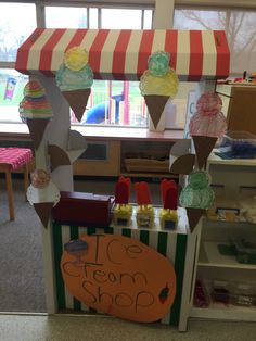 an ice cream shop display in a classroom