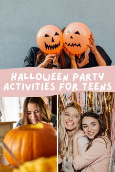 halloween party activities for teens with pumpkins and balloons