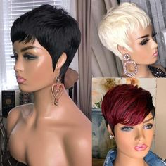 welcome to  my shop you will love it.syi Skull Cap Wig Hairstyles, Types Of Pixie Cuts, Nice Wigs, Pixie Cut Short, Pixie Wigs, Human Hair Wigs With Bangs, Sisterlocks Styles, Bob Cut Wigs, Red Bone