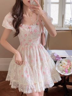 Look your best in this Sweet Floral Lace Dress! Its delicate lace, beautiful floral pattern, and elegant daintiness make it perfect for any special occasion. Make a whimsical appearance in this best-selling must-have! 🌸 Size Chart: Size Bust (cm) Waist (cm) Sleeve (cm) Shoulder (cm) Length (cm) Bust (in) Waist (in) Sleeve (in) Shoulder (in) Length (in) S 76 65 20 32 76 29.92 25.59 7.87 12.60 29.92 M 80 69 21 33 77 31.50 27.17 8.27 12.99 30.31 L 84 72 22 34 78 33.07 28.35 8.66 13.39 30.71 XL 88 Party Mini Dresses, Kawaii Vintage, Boho Fairy, Vintage Fairy, France Vintage, Boho Mini Dress, Lace Pink Dress, Beach Boho, Floral Lace Dress