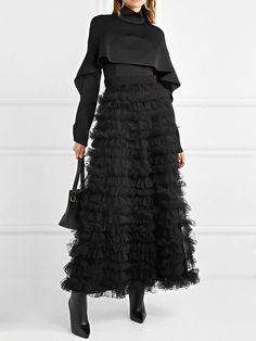 Olivia Mark - Long Sleeve Blouse with Soft Ruffle Details Tulle Skirts Outfit, Chiffon Maxi Skirt, Mode Abaya, Ruffle Sleeve Blouse, Chiffon Ruffle, Chiffon Maxi, Steam Punk, Skirt Outfits, Net A Porter