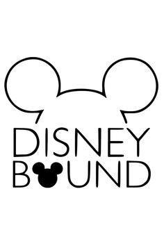 mickey mouse ears with the words disney bound in black and white on a white background