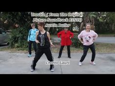 group of young people dancing on sidewalk with words above them that read trouble from the original picture soundtrack elviss