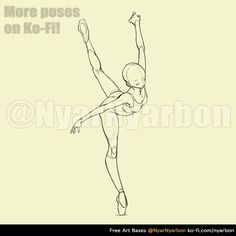 a drawing of a ballerina in the air with her arms up and legs spread out