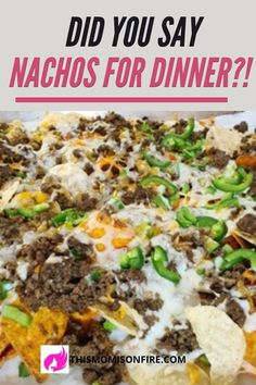 ground beef nachos with green peppers and cheese baked on a sheet pan Recipe With Doritos, Nacho Dinner, Best Nachos Recipe, Easy Nachos Recipe Beef, Easy Beef Nachos, Beef Nachos Recipe, The Best Nachos, Best Nacho Recipe, Best Nachos