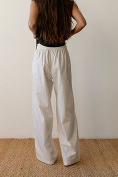 Our signature Pop Pant, crafted with 100% cotton poplin. A year round closet staple, featuring a wide leg fit, customizable rise and drawcord waist. Set it up with — The Pop Button Down or Rib Tank Made in LA Striped Cotton Wide Leg Pants, Cotton Wide Leg Pants With Vertical Stripes, Cotton Wide Leg Trousers With Vertical Stripes, Striped Cotton Wide-leg Pants, Cotton Wide-leg Pants With Vertical Stripes, Wide Leg Cotton Bottoms With Vertical Stripes, Cotton Straight Pants With Vertical Stripes, Straight Leg Vertical Stripes Loungewear Pants, Straight Leg Pants With Vertical Stripes For Loungewear