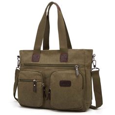 PRICES MAY VARY. MATERIAL: High Quality Canvas CLOSURE: Top Zipper Closure DIMENSIONS: 14.17''(L) x 5.90''(W) x 11.02''(H); double handles with 9.1" drop; adjustable shoulder strap with 35" to 58" drop. POCKETS: 1 Generous main pockets, 1 Tablets pockets, Multi Inner pocket with 1 Key hook. 1 Exterior back wall open pocket, 4 Front pocket, 2 side pockets. FEATURES: Decorative silver-tone hardware, detachable shoulder strap and multi pockets. Easily carry your book, phone, wallet, cosmetic, IPAD, Messenger Tote Bag, Kavu Rope Bag, Business Laptop Bag, Soft Leather Tote, Waterproof Tote, Work Tote Bag, Rope Bag, Bag Suitcase, Briefcase For Men