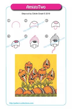 the step - by - step drawing instructions for how to draw an oranges and flowers