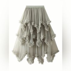 Solid Elastic Waist Skirt, Casual Layered Ruffle Hem Tulle Long Skirt One Size: Waist 23.6” - 43.3” Length 33.5” Boutique Brand !!*Please Note*!! *This Is A Pre-Order Item And Requires A Longer Than Usual Shipping Time. Please Allow 7-14 Business Days Before Shipping.* Please Consider This Time Frame Before Placing Your Order. Thank You For Your Patience And Understanding, As This Helps Us Manage Our Inventory Levels And Creates Less Waste. Once Your Ordered Is Placed We Will Notify You Of An Ex Fairy Ball Gown, Tutu Skirt Women, Festival Mode, Fishnet Dress, Tulle Midi Skirt, High Waisted Maxi Skirt, Dress Cake, Gauze Dress, Mesh Skirt