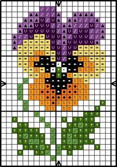 a cross stitch pattern with an image of a flower on the front and back side