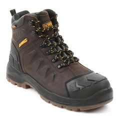 The DEWALT Jackson is a durable, rugged full grain leather boot made for just about any job. The boot is completely waterproof using a full booty membrane construction and has a 3/4 tongue gusset to keep out water and debris. DEWALT includes its Dri-Lex DL aerospace mesh lining for comfort and breathability, and a soft padded collar and tongue for a secure fit. The Jackson has a steel toe for protection and a TPU shank for additional stability. The boot has an oil and slip resistant TPU outsole and a dual density EVA midsole for stability and cushioning. The aggressive tread pattern is suitable for either indoor or outdoor use. DEWALT added a textured rubber toe and heel guard for extended durability and abrasion resistance. A full length, removable PU insole with extra-heel cushioning and Safety Boots, Leather Boot, Rain Wear, Waterproof Boots, Work Boots, Full Grain Leather, Leather Boots, Full Length, Heels