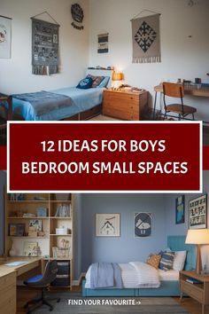 12 Ideas for Boys Bedroom Small Spaces Boys Bedroom Small Space, Small Boys Room, Bedroom Small Space, Small Space Ideas, Blue Bathroom Decor, Highlight Color, Neutral Bedrooms