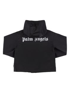 Non-detachable hood. Concealed front zip closure. Elastic cuffs. Logo details Knitwear Outfit, Walker Shoes, Stella Mccartney Kids, Swimwear Cover, Boys Top, Kids Branding, Palm Angels, Detachable Hood, Swim Accessories