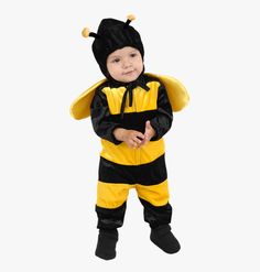 a little boy dressed in a bee costume