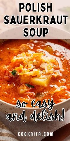 Polish Sauerkraut Soup Polish Sauerkraut, Sauerkraut Soup, Smoked Pork Ribs, Sauerkraut Recipes, Winter Soups, French Onion Soup, Easy Soups, Easy Soup Recipes, Cooked Vegetables