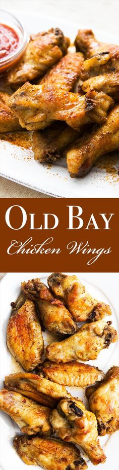 an old bay chicken wings recipe on a white plate