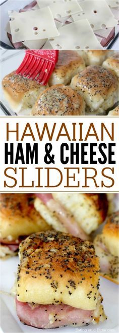 hawaiian ham and cheese sliders on a plate