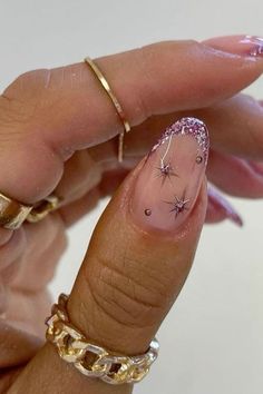 21st Birthday Nails, Nye Nails, Birthday Nail Designs, New Years Nail Designs, New Years Eve Nails, Unghie Nail Art, Nagellack Trends, Pink Nail, Sparkly Nails