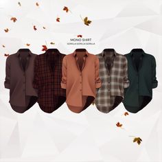 an image of men's shirts with autumn leaves in the backgroung