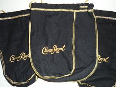 "This listing is for (1) Lot of Crown Royal Medium size Black Drawstring Bags as seen in the pictures. Approximately 8-9\" in length. Choose from quantity 1, 3, or 5. The bags are from a large quantity we received, and in good used condition. They do have wrinkles from storage. You will receive the exact items you see in the pictures. Please closely examine the photos for the best look possible! Thank you for your interest in our listing! *Please examine pictures as an additional part of the des Crown Royal Bags, Masks Crafts, Glasses Shop, Drawstring Bags, Crown Royal, Fun Bags, Drawstring Bag, Medium Size, Wrinkles