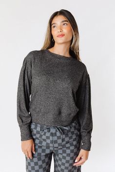 Elevated crewneck sweater with puff sleeve details #wardrobestaple #layering #winteroutfitinspo #winteroutfits #stylishworkoutfits #longsleevetops Sleeve Detail