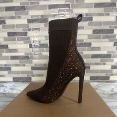 Nib Steve Madden High Heel Boots Size 5 Brown Heels For Party In Fall, Brown Heels For Fall Party, Brown Round Toe Boots For Party, Brown Round Toe Party Boots, Brown Party Boots With Round Toe, Party High Ankle Brown Boots, Brown Party Boots With Reinforced Heel, Brown Ankle Boot Heels For Party, Brown Synthetic Party Boots