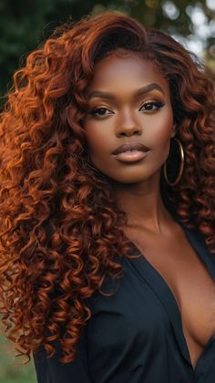 Can Honey Brown Afros Elevate Your Style? Find Out! 🍂 Red Copper Hair Black Women, Brown Skin With Ginger Hair, Dark Skin With Ginger Hair, Cinnamon Colored Hair, Black Redhead, Caramel Hair Dark Skin, Red Hair On Dark Skin Black Women, Color Hair Dark Skin Women, Black Women Brown Hair