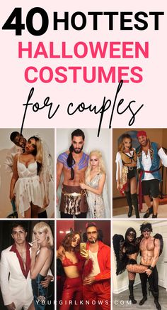 halloween costumes for couples with text overlay that reads 40 hottest halloween costumes for couples