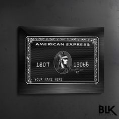 an american express credit card mounted on a wall with the name and image of abraham lincoln