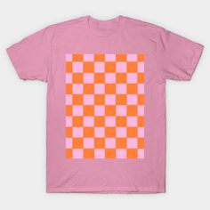 Cool tangerine orange and pink square, checkered grid pattern. -- Choose from our vast selection of Crewneck and V-Neck T-Shirts to match with your favorite design to make the perfect graphic T-Shirt. Pick your favorite: Classic, Boxy, Tri-Blend, V-Neck, or Premium. Customize your color! For men and women. Retro Pink Tops With Sublimation Print, Retro Pink Top With Sublimation Print, Retro Plaid Top With Graphic Print, Orange Graphic Design Tops For Summer, Orange Graphic Design Top For Summer, Trendy Pink Shirt With Sublimation Print, Pink Graphic Design Shirt For Summer, Casual Plaid T-shirt With Graphic Print, Pink Cotton Shirt With Graphic Design