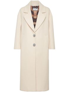 almond beige skull embroidery to the rear crystal embellishment wide notch lapels crystal-embellished buttons long sleeves button fastening straight hem Embellished Buttons, Embroidered Skull, Skull Embroidery, Blessed Wednesday, Long Wool Coat, Fall Inspo, Airport Fashion, Double Breasted Coat, Philipp Plein