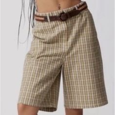 Urban Outfitters Nwot Plaid Jort Short Zippers W/Button Closure Plaid Shorts With A Tailored Look & Elastic Back Waistband For Easier Fit Msrp $79.50 Trendy Knee-length Shorts With Belt Loops, Knee-length Summer Bottoms With Buttons, Casual Wide Leg Shorts With Buttons, Knee-length Cotton Bottoms For Day Out, Retro Shorts With Belt Loops, Retro Brown Bottoms With Buttons, Summer Short Pants With Button Closure, Button Closure Shorts For Day Out, Trendy Knee-length Bottoms With Buttons