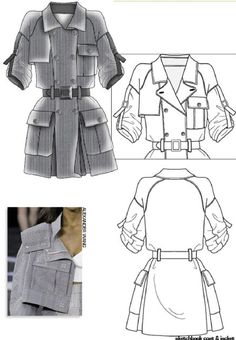 the front and back view of a women's dress pattern