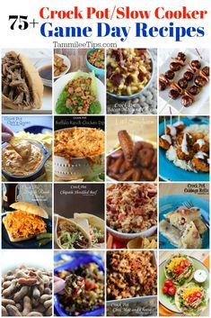 the top 25 crock pot / slow cooker game day recipes are featured in this collage