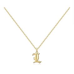 Letter L - Elegant Old English Initial Necklace With A Delicate Initial Charm Adjustable Necklace 18-20 Inches Stainless Steel Gold-Plated Chain The Necklace Will Not Fade, Rust, Stain, Or Corrode Also Available In Letters A-L - Check Out My Closet For More Questions? Leave A Comment Below! Letter L Necklace, L Initial Necklace, L Necklace, L Initial, Lilac Stone, Rhinestone Costume Jewelry, Diamond Cross Necklaces, Fashion Beads, Initial Necklace Gold