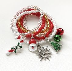 Christmas Charm Bracelet Girls Stocking Stuffers for Kids Jewelry for Girl Gift for Kids Jewelry Chr Holiday Jewelry Ideas, Christmas Jewelry Diy, Stocking Stuffers For Girls, Jewelry Kids, Stocking Stuffers For Kids, Vintage Jewelry Crafts, Gift Bracelet, Christmas Kids, Christmas Bracelet