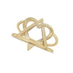 "This absolutely gorgeous and uniquely designed 14K yellow gold Star of David & Heart Ring is both meaningful and stylish. The ring combines together the Star of David - the symbol of the Jewish people with a beautiful heart shape that symbolizes warmth and love. The Star of David is one of the most popular decorative motifs in all sorts of Judaica, jewelry and art, owing to its beautiful geometric symmetry and powerful symbolism. People from all kinds of backgrounds are wearing the Star of Symbolic Gold Heart-shaped Ring, Luxury Gold Heart Ring For Promise, David Ring, The Star Of David, Hamsa Jewelry, Judaica Jewelry, Gold Heart Ring, Interlocking Hearts, Jewish Jewelry