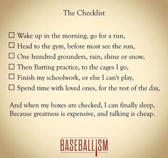 the checklist for baseball players